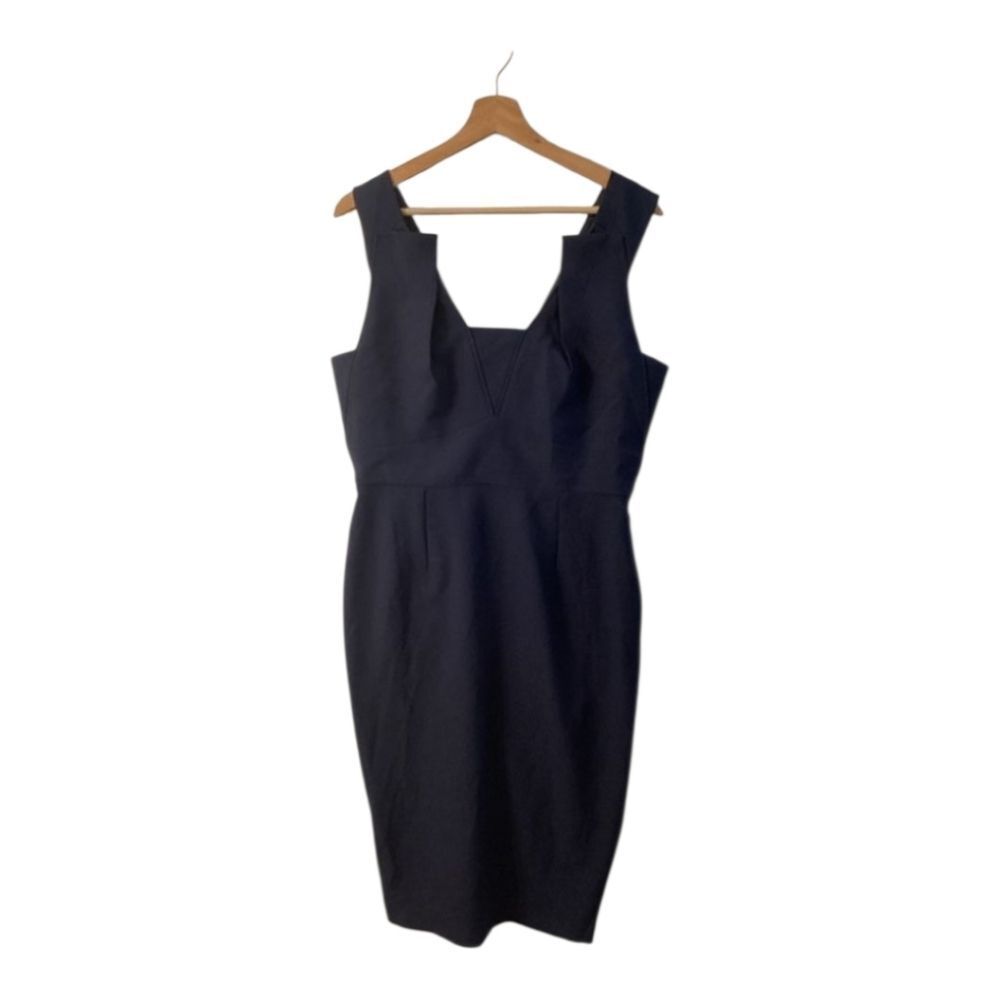 Roland Mouret Navy Blue Square Neckline‎ Strapless Midi Dress